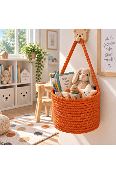 ÖRGÜM Mini coș decorativ cu mâner de 15x15 cm – Organizator de jucării și obi...