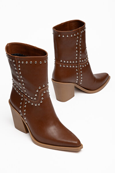 MS SUGAR SHOES Γυναικείες μπότες καουμπόι με λεπτομέρεια από καρφιά, μυτερή μ...