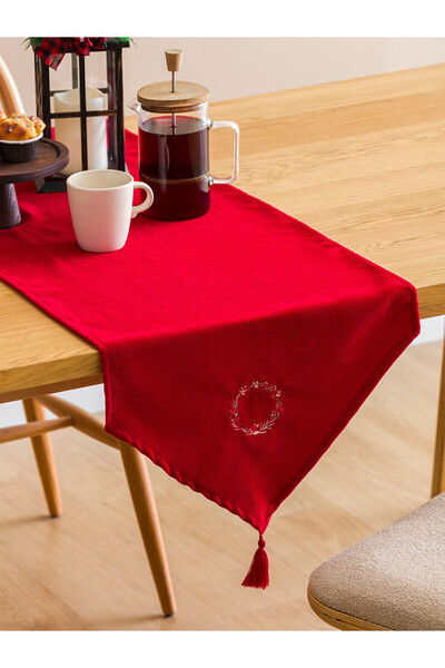 LC Waikiki Two Mt Shop Quality Lcw Home Red Velvet Printed 45X150 cm Runner