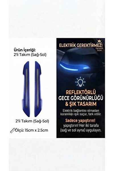 Genel Markalar Araç Dış Park Kör Nokta Aynası Geniş Açılı Reflektörlü Mavi 2'li Set