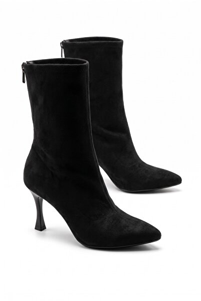 v.s.h velvet Γυναικείες μπότες Lion Black Suede με μυτερή μύτη, φερμουάρ στην...