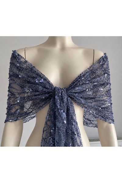 Nurcanilirboutique Pul payet boncuklu mini üste atmalık omuz şalı