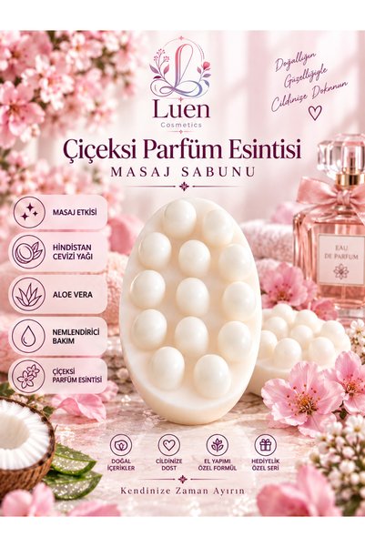 Çiçeksi Parfüm Esintili Hindistan Cevizi Yağı ve Aloe Vera İçeren Masaj Sabunu