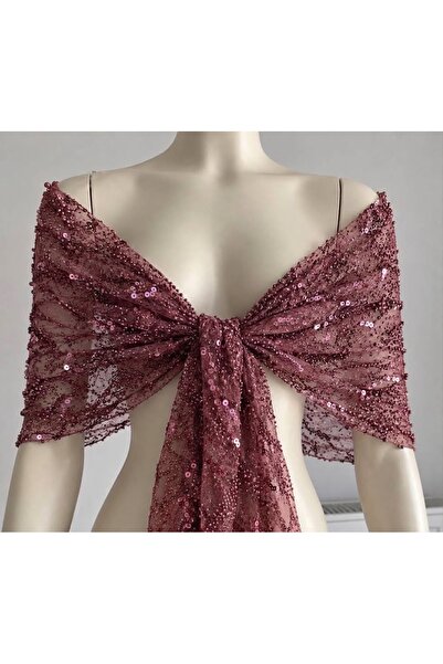 Nurcanilirboutique Pul payet boncuklu mini üste atmalık omuz şalı