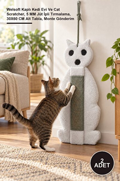 Yenilig 2 Cat-Themed Scratching Boards – Welsoft Coated Cat House and Cat Scr...