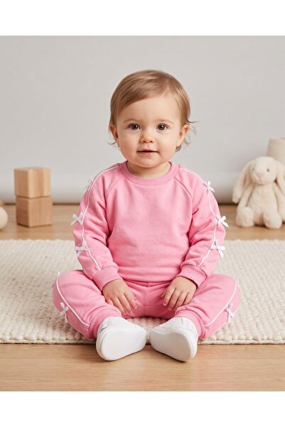 Ege Bebek Girl's Seasonal 1-2-3-4 Year Old Bow Detailed 2 Threaded Top and Bo...