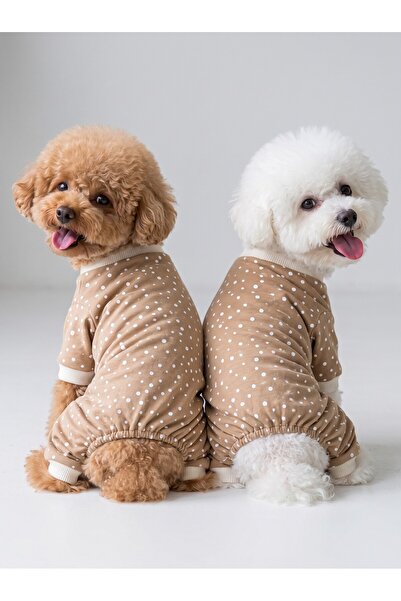 Kemique Latte Sprinkles Köpek Tulumu | Pamuklu Penye Köpek Pijaması | Küçük I...