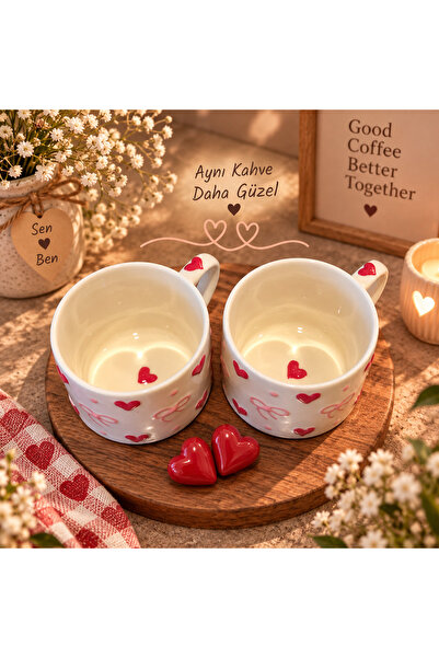 L'Cera Premium Porcelain 2'li Kahve Takımı, El Yapımı, Türk Kahvesi Fincanı, ...