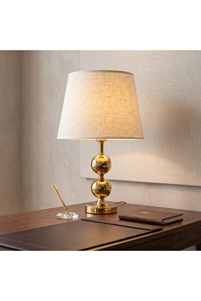 Ebticar Modern Gold Table Lamp with Metal Base and Fabric Shade