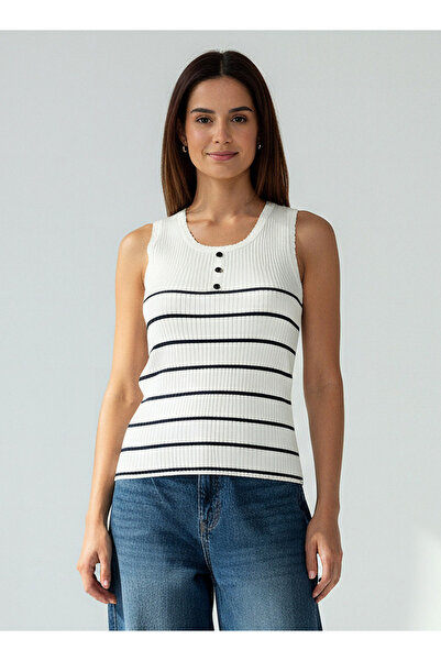 FAV Striped Tank Top with Ribbed Detail