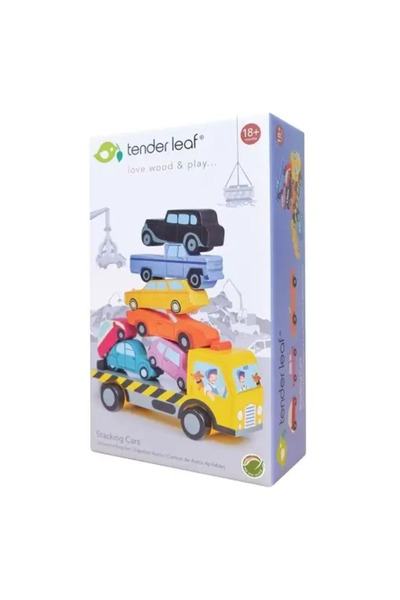 Tender Leaf Toys Mașini de stivuit - Joc de stivuit din lemn