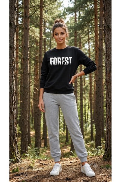 CLOTHES33 Trening cu guler rotund, set din 2 piese, model unisex pentru iarnă...
