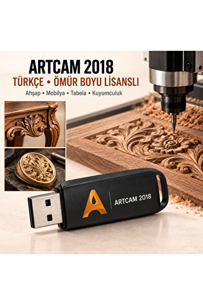 Uzaktanhocam ArtCAM 2018 Türkçe Lisanslı CNC Tasarım Programı USB Flash Bellek