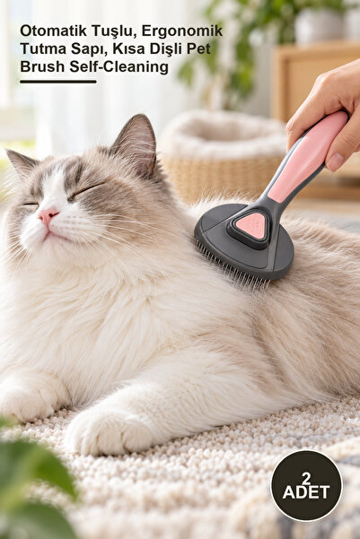 Yenilig 2 Pieces Self-Cleaning Automatic Cat and Dog Combs – Automatic Button...
