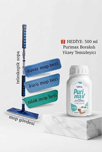 Silva Ultrafiber Mop 3’lü Set – Tüm Yüzeyler İçin Komple Temizlik Purimax Gen...