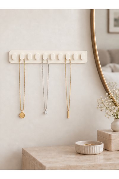 Han Labs Kolye Askılığı 18 cm 10 Askılı Duvar ve Dolap İçi Takı Düzenleyici Y...