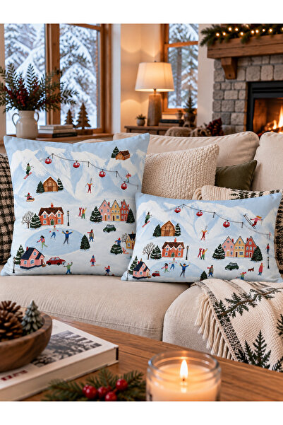 RahanDesign Winter Themed Double-Sided Decorative Throw Pillow Cover Set of 2...