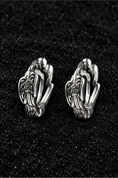ömay takı Mod Pattern Steel Locking Hoop Earrings