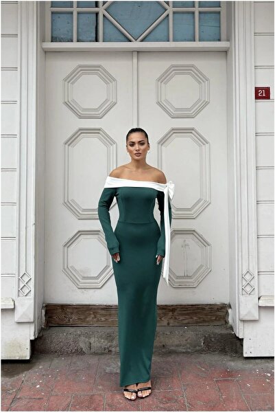 Şeker Portakalım Krep Strapless Evening Dress Fabric Dress