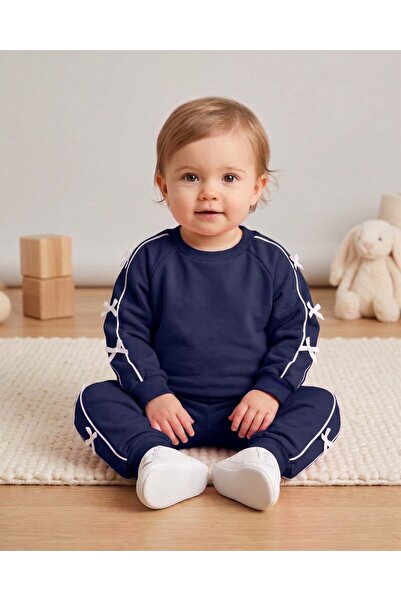 Ege Bebek Girl's Seasonal 1-2-3-4 Year Old Bow Detailed 2 Threaded Top and Bo...