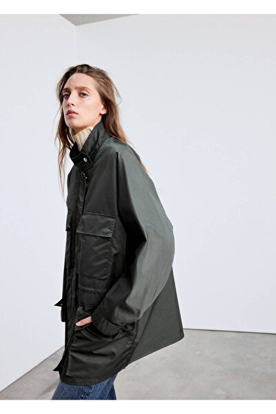 MANGO Woman Yüksek yaka cepli parka