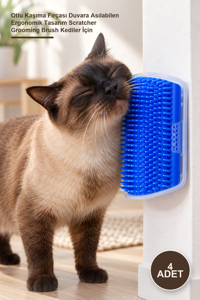 Yenilig 4 Pieces Cat Scratching Device – Herbal Scratching Brush, Wall-Mounta...