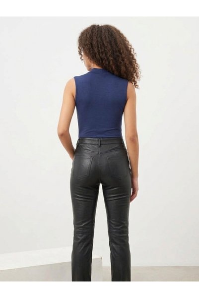Boubon Co Women's Navy Blue Sleeveless Bodysuit