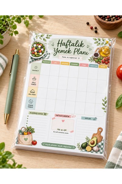 Atölye Prana A5 Haftalık Yemek Planı 50 Sayfa Kopar At Jelatinli Menü Öğün Pl...
