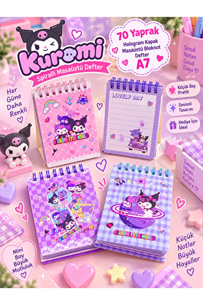 ÖZ OFİS Kuromi Masaüstü Mini Bloknot Defter - Kuromi 70 Yaprak Hologram Kapak...
