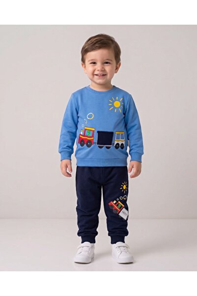 Ege Bebek Boy's Seasonal 1-2-3-4 Year Old Teddy Bear Train 2 Threaded Top and...
