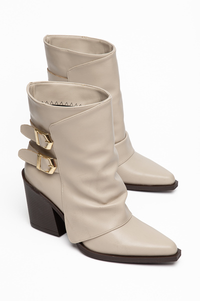 MS SUGAR SHOES Γυναικείες μπότες καουμπόι + διπλή πόρπη + μυτερή μύτη + μπότε...