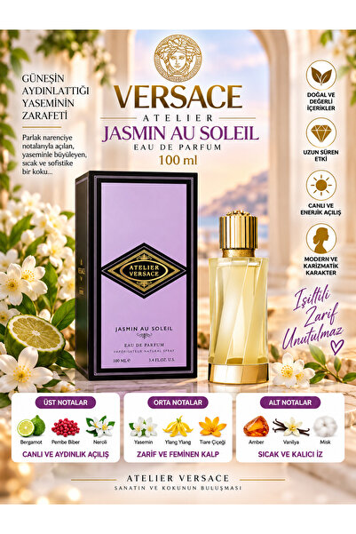 Versace Jasmin AU Soleil EDP 100 ml – Çiçeksi, Ferah ve Odunsu Notalı Parfüm