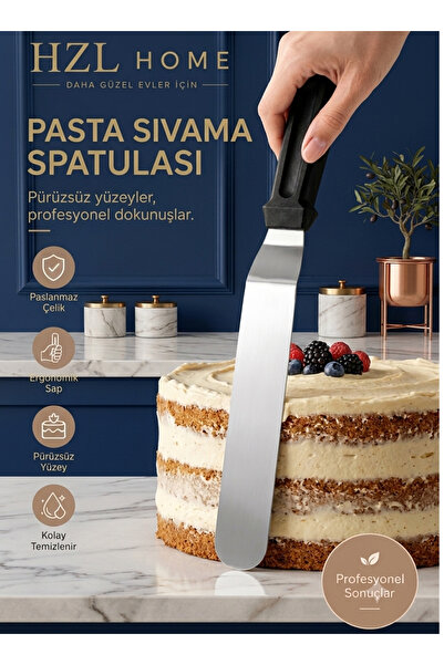 HZL HOME Profesyonel Pasta Sıvama Spatulası - Krema, Hamur Sürme ve Tatlı Ser...