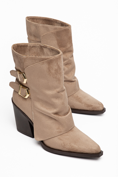 MS SUGAR SHOES Γυναικείες μπότες καουμπόι + διπλή πόρπη + μυτερή μύτη + μπότε...