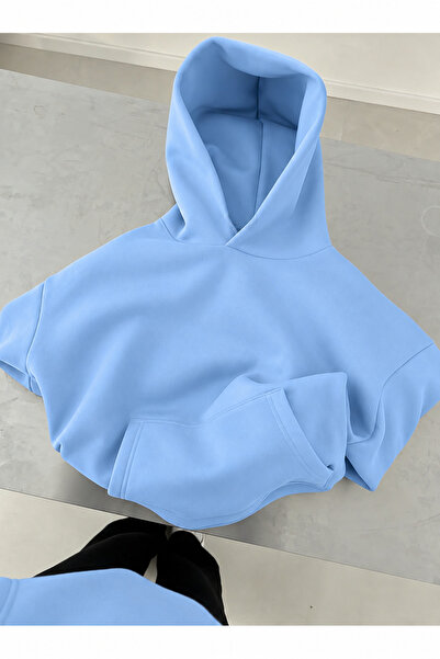 belissia Unisex Erkek/Kadın KAPUŞONLU Renkli Pamuklu Oversize Sweatshirt