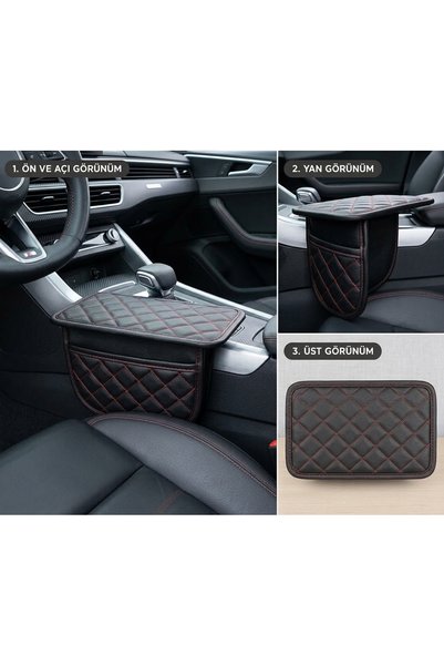 Nur store Çanta SKODA SCALA İLE UYUMLU SİYAH DERİ KIRMIZI DİKİŞ KOLÇAK ÖRTÜSÜ