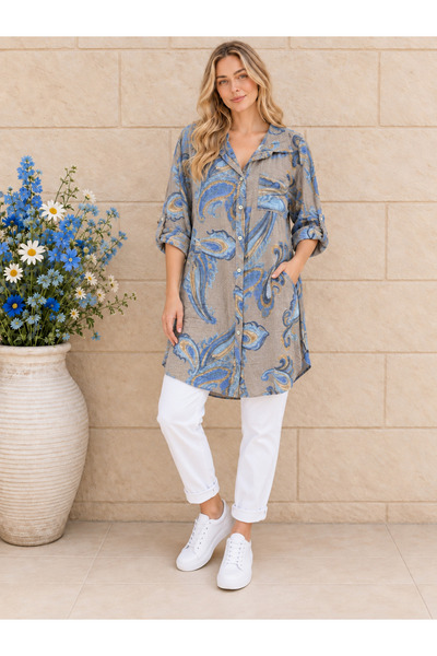MARWARİ OTANTİK BUTİK New Season Cotton Ethnic Pattern Italian Women's Shirt ...