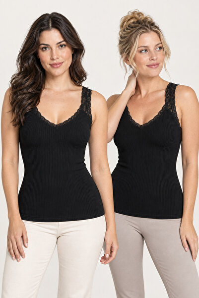 Loule Women's 2-Pack Modal Camisole Bra Singlet Lace Detailed Undershirt - St...