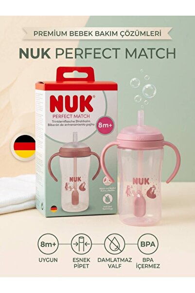 Nuk Perfect Match Kulplu Pipetli Alıştırma Bardağı 8+ Ay 260 ml Pembe
