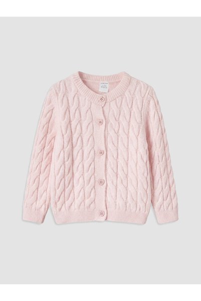 LC Waikiki Cardigan roz guler rotund pentru fete