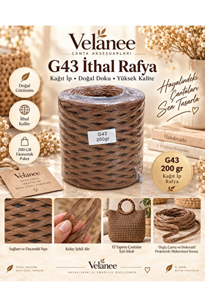 VELANE STORE G43 İthal Rafya Kağıt İp 200 Gr Kahverengi – Çanta, Sepet ve Örg...
