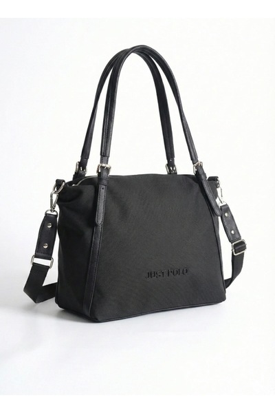 Just Polo Women's 6037 Black Large Size Hand and Shoulder Bag Adjustable Long...