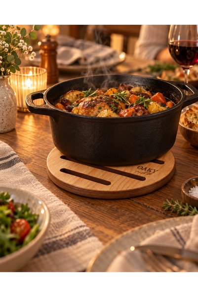 OAKY Life Round Wooden Trivet – 20 cm Diameter 18 mm Natural Wood Plywood Pot and Pan Mat