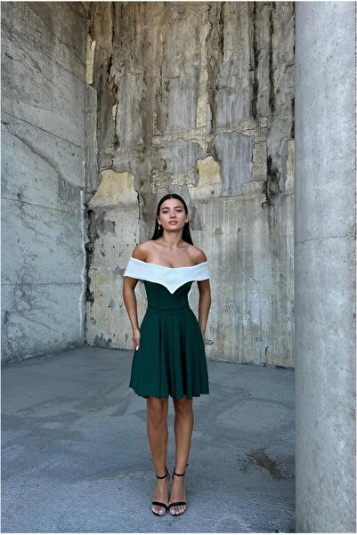 Şeker Portakalım V Detailed Evening Dress with Collar and Pleated Mini Skirt