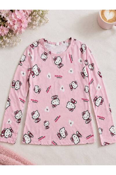 Zaya Homewear Süpersoft Cat Uzun Kollu Pijama Üstü