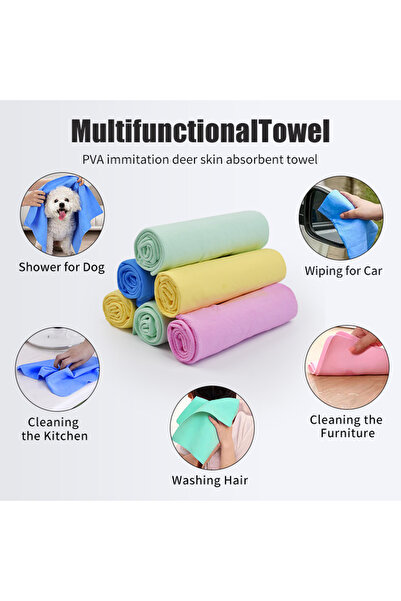 HerŞey Marketing Synthetic Chamois Auto Vehicle Car Washing Drying Cloth 42 X 32 cm Super Absorbent Kitchen Countertop Cloth 5 Pieces Kitchen Cloth Super Drying Cloth Water Absorbent Cloth Multi-Color