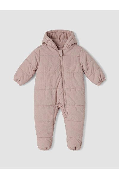 LC Waikiki Pink Hooded Baby Girl Astronaut Coat with Booties