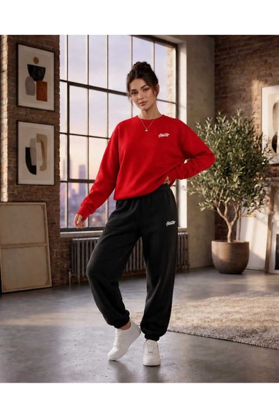CLOTHES33 Trening cu guler rotund, set din 2 piese, model unisex pentru iarnă...