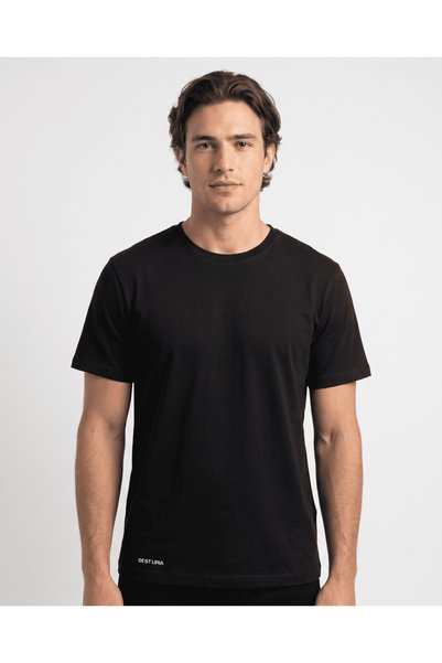 GOST LİRİA Men's Basic Black T-Shirt - 100% Cotton