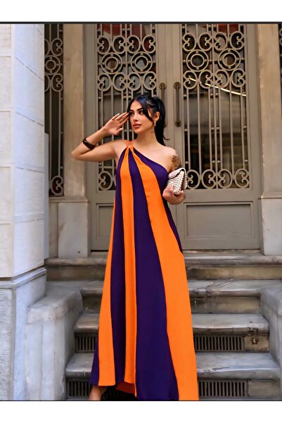 Çift Renk Parçalı Model Elbise